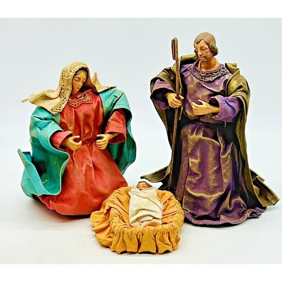 Fabric Mache Nativity Holy Family Baby Jesus Mary Joseph Home for the Holidays - Picture 2 of 16